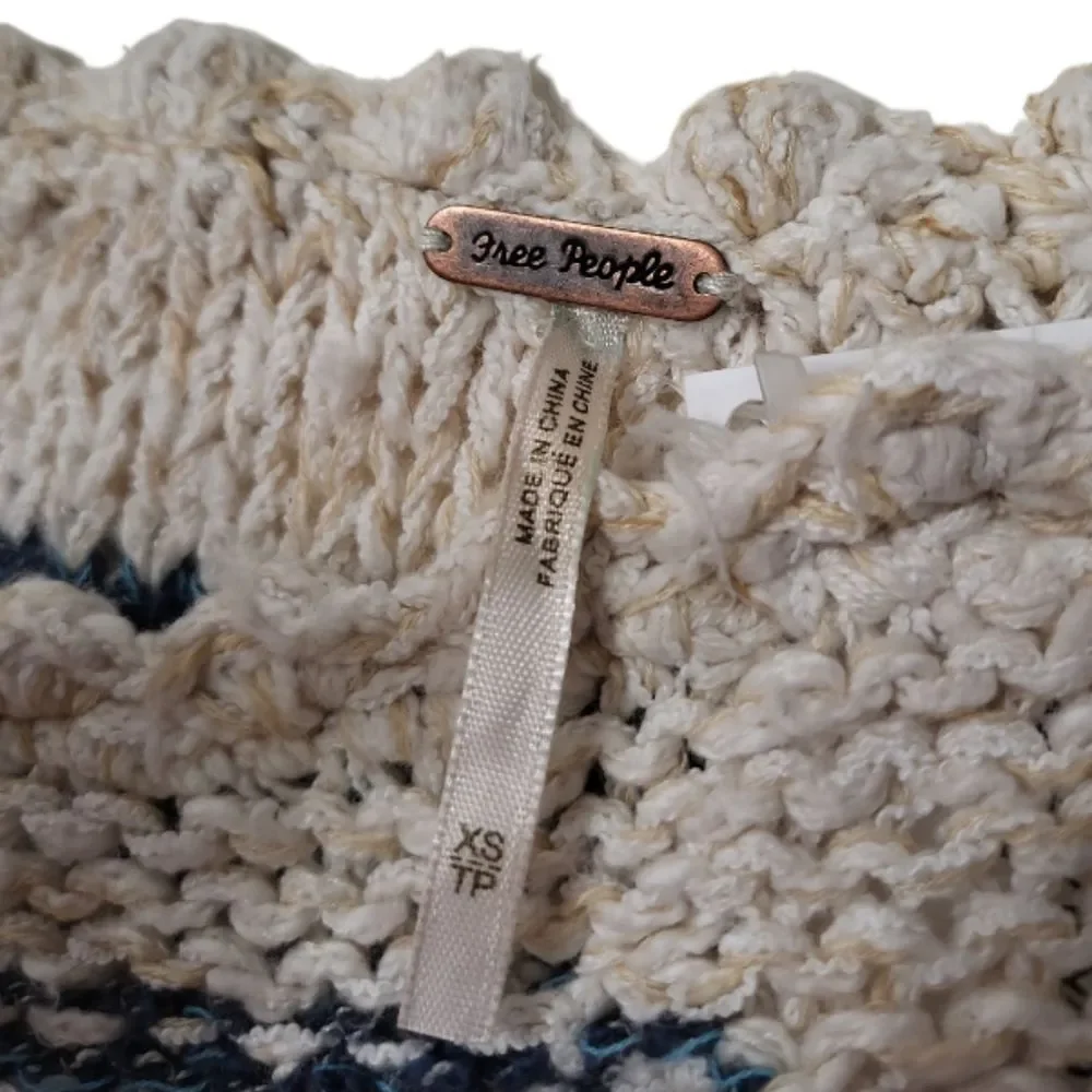 FREE PEOPLE Cream Anchor Intarsia Knit Sweater NWOT Size XS‎
